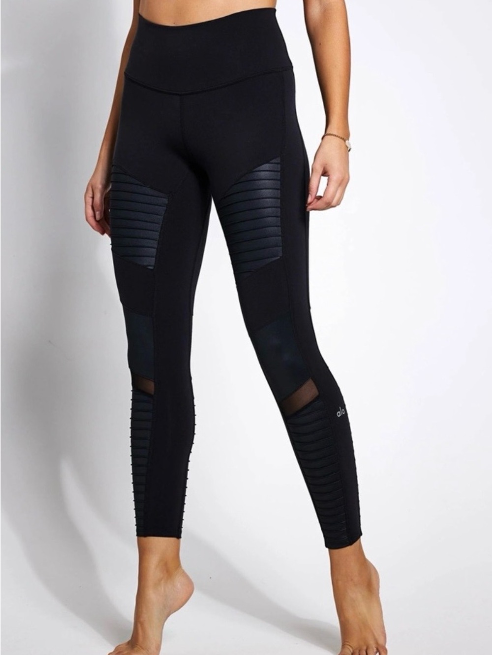 Alo Yoga Moto Cropped Leggings Black Size S